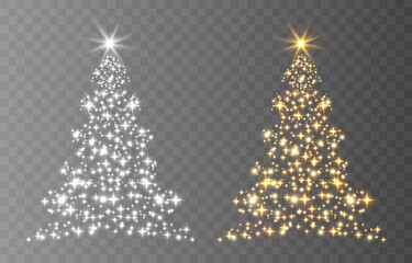 shiny christmas tree. glittering lights in the form of a christmas tree with bright shining and glow