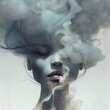 woman made of smoke and mist. Generative AI Technology