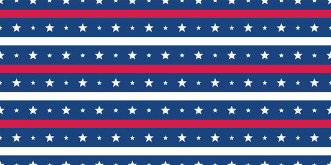 Aufkleber - Red-white stripes and stars. Vector with stripes and stars. For seamless prints and decoration of various surfaces. Patriotic seamless vector pattern.