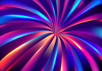 Wall Mural - abstract digital technology concept 3d neon colors glowing light rays tunnel speed motion on vibrant