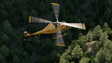Helicopter Flying Over The Forest

Helicopter In Yellow Black Colors Flying Through Forested Mountains 