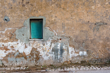 built wall exterior textured cracked and worn old