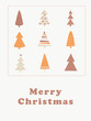 © Vladyslav - Merry christmas postcard with christmas trees in boho style. Flat new years tree in beige and orange colors