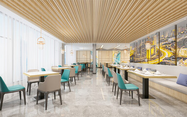 Wall Mural - restaurant cafe interior, 3d render