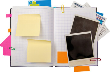 Canvas Print - Organizer, Blank Post It Notes And Photos - Isolated