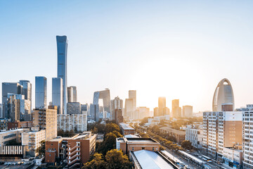 Sunny day scenery of CBD buildings in Beijing, China