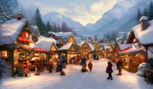 Christmas Market In A Quaint Alpine Village