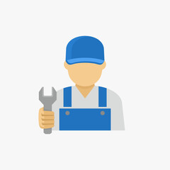 Wall Mural - Engineer Worker Technician With Wrench Avatar Vector Icon	
