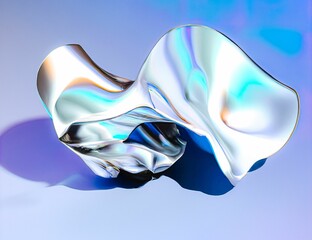 Sticker - Computer generated holographic shape in blue background