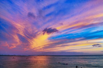 Sticker - Majestic sunset on the beach with a colorful sky in the background, perfect for wallpapers