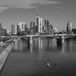 Grayscale shot of the cityscape of Frankfurt am Main