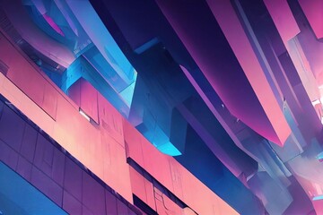 Wall Mural - Cyberpunk Industrial Abstract Future Wallpaper. Generative AI Technology