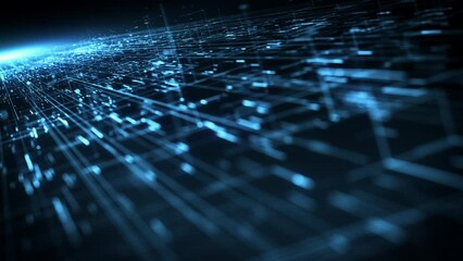 Wall Mural - hi-tech space scifi network landcape background/ 4k animation of an abstract digital data business t