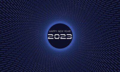 Poster - Dark blue template invitation card with digits. New Year 2023 concept.