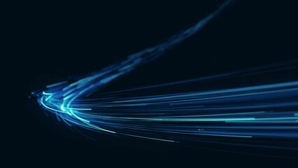 Wall Mural - abstract light fiber strings flowing background/ 4k animation of an abstract slow motion wallpaper t