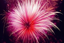 Red And White And Pink Fireworks In The Night Sky On A New Years Eve Celebration Or Was It On July 4th? Generative Ai