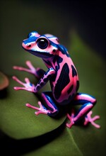 AI Generated Poison Dart Frog On A Green Leaf