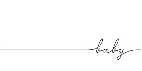 Wall Mural - baby word - continuous one line with word. minimalistic drawing of phrase illustration.