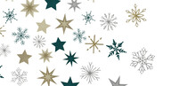 A Gray Whirlwind Of Golden Snowflakes And Stars. New
