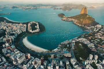 Fototapete - Aerial View of Botafogo Beach and Sugarloaf Mountain in Rio de Janeiro, Brazil