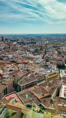 Sticker - Madrid, Spain. Aerial view of city center. Buildings and main landmarks on a sunny day