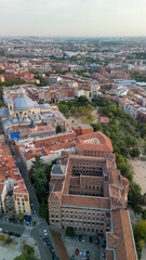 Sticker - Madrid, Spain. Aerial view of city center. Buildings and main landmarks on a sunny day