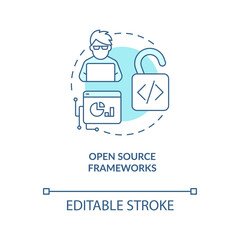 Wall Mural - open source frameworks turquoise concept icon. web industry transformation abstract idea thin line i