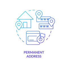 Wall Mural - Permanent address blue gradient concept icon. Receiver contacts. Save po box name after move. Recipient data abstract idea thin line illustration. Isolated outline drawing. Myriad Pro-Bold font used