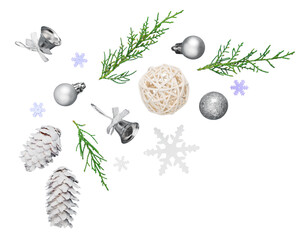 Sticker - Christmas decoration with balls and fir branches