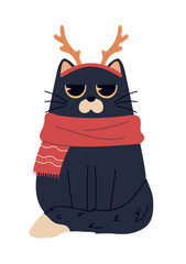 Poster - christmas cat with horns