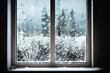 © Jackson Photography - Winter snow icy landscape outside a window illustration