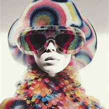 A Transparent Mannequin Wearing A Colorful Hat And Glasses, Illustration Generated With Artificial Intelligence