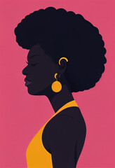 Wall Mural - minimal illustration, BLACK WOMAN IN PROFILE WITH AFRO HAIR AND VECTOR STYLE, bipoc rights, women