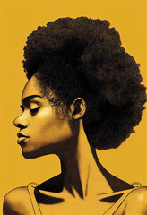 Wall Mural - minimal illustration, BLACK WOMAN IN PROFILE WITH AFRO HAIR AND VECTOR STYLE, bipoc rights, women