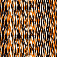 Tiger Skin Seamless Pattern. Animal Fur Print. Repeating Stripes Motif. Wildlife, Natural Camouflage Texture