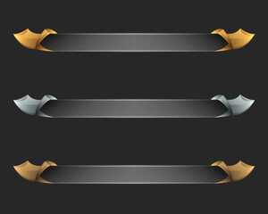 Wall Mural - medieval lower third game interface title buttons with gold, silver and bronze frames