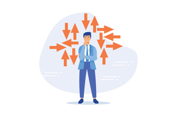 Decision making, decide the right way or choosing options, best alternative or solution to success, business direction or thinking concept, flat vector modern illustration