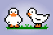 8-Bit pixel of goose. The animal for game assets and Cross Stitch patterns in vector illustrations.