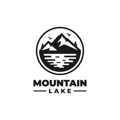 Sticker - Mountain lake logo design vector