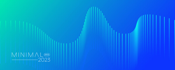 Wall Mural - abstract gradient blue background with wavy lines. minimal design template. vector, 2022-2023