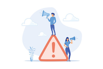 Important announcement, attention or warning information, breaking news or urgent message communication, alert and beware concept, flat vector modern illustration