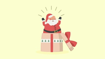 Wall Mural - santa claus in christmas gift animation