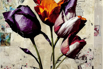 Wall Mural - background with tulips