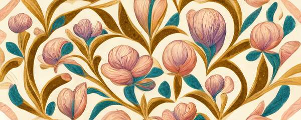 Sticker - seamless floral pattern