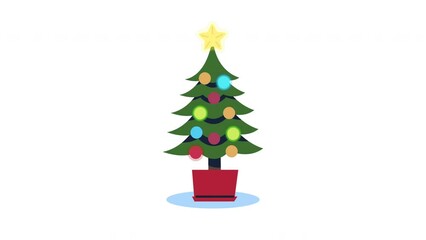 Canvas Print - merry christmas tree decorative animation