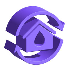 Poster - house and water icon with arrows, png