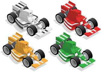 Wall Mural - Set of sports cars. Isometric. Isolated on white background. Vector illustration.