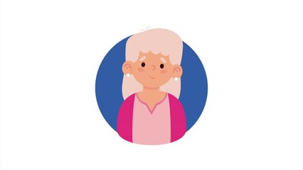 Wall Mural - old woman happy character animation