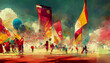 Abstract soccer world cup in qatar 2022, Generative AI Illustration 