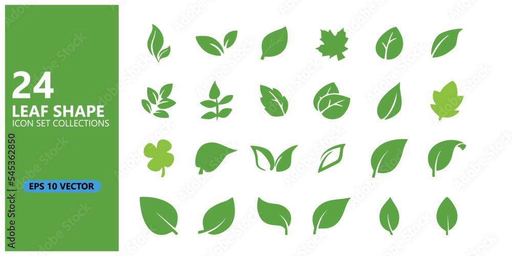 Leaf Icon Normal 24 sets of leaf icons. EP10 Style vector. Leaf symbols that can be used ...
